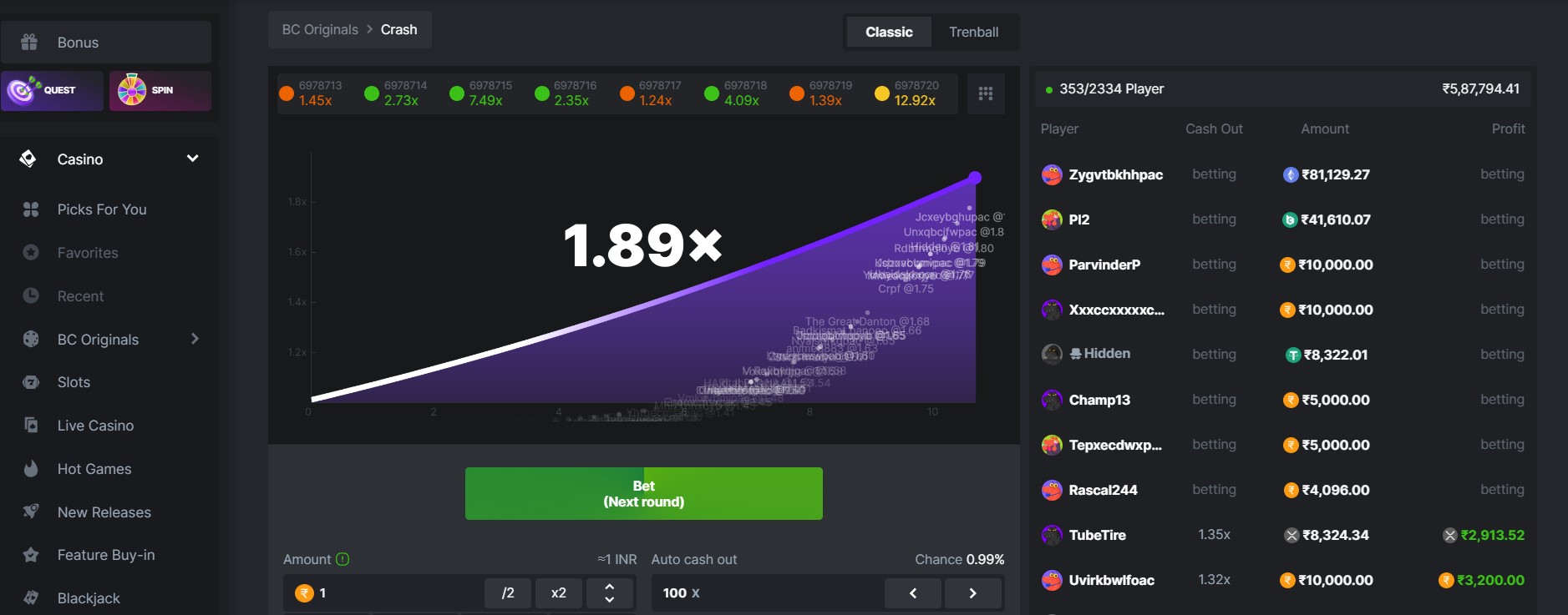 Crash Games at Hash.Game